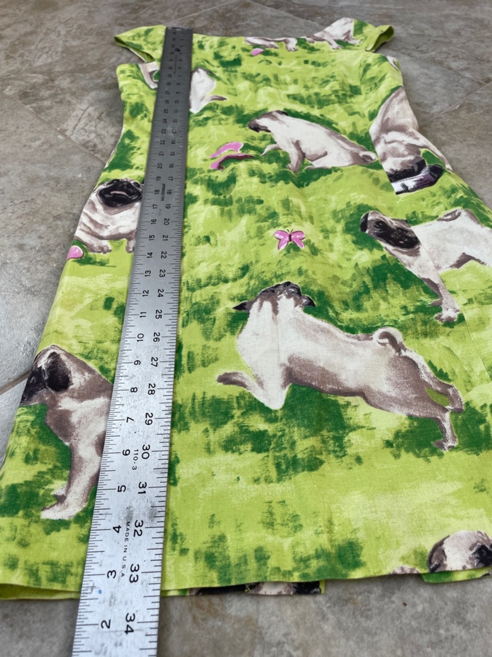 Vintage Moschino Lime Green Linen Pug Signature Lined Dress - Picture 7 of 10
